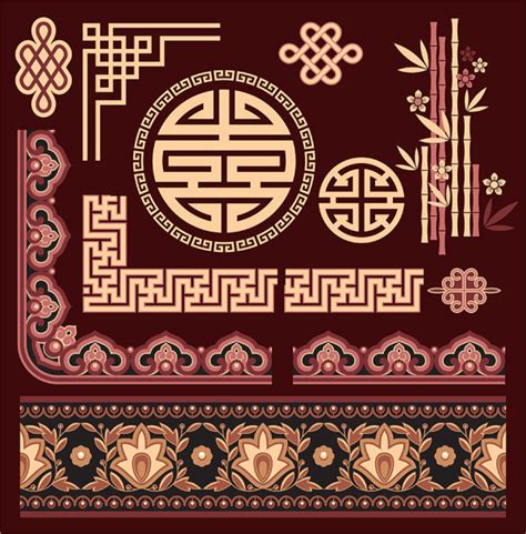 Chinese style floral decorative elements 02 - Vector Frames & Borders ...