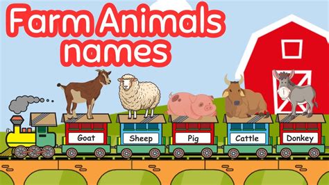 Train Farm Animals names | Farm Animals names with picture | Learn farm animals names | farm ...