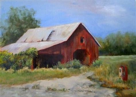 Red Country Barn 9x12 oil painting by Alexandra | Etsy Simple Oil Painting, Oil Painting Nature ...