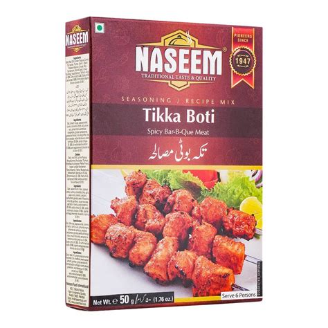 Purchase Naseem Tikka Boti Recipe Masala, Serve 6 Persons, 50g Online ...