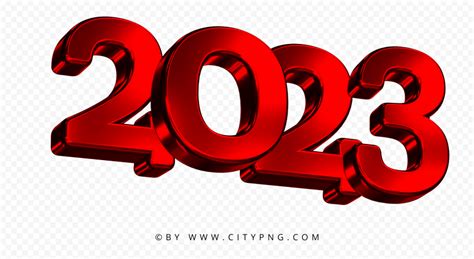 HD Red 2023 3D Text Logo New Year Transparent PNG | Citypng