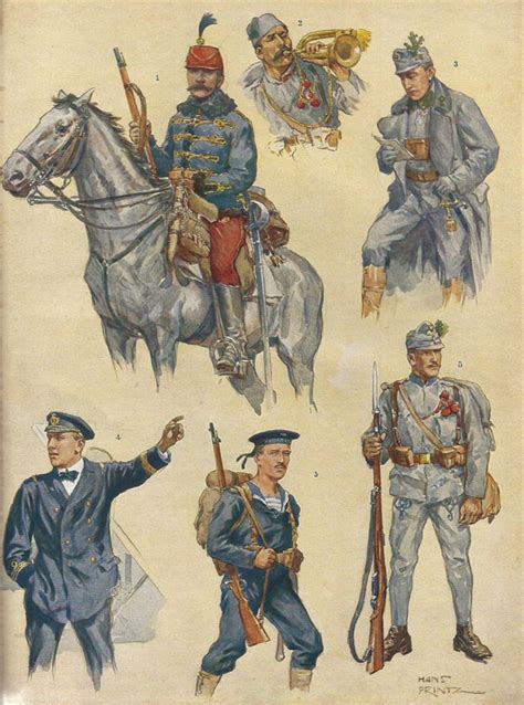 Hussar, Bosnian Horner, Mountain officer, Marine officer, Sailor, Foot soldier | Military ...