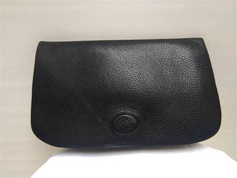 MULBERRY vintage 70s black leather clutch bag