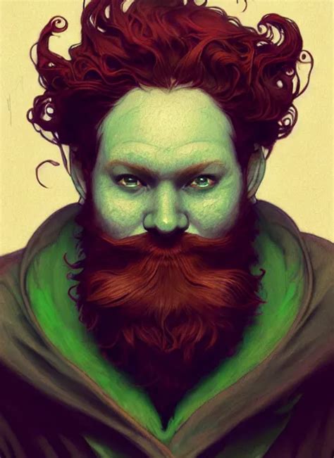 close up portrait of coy leprechaun, dark red beard, | Stable Diffusion ...