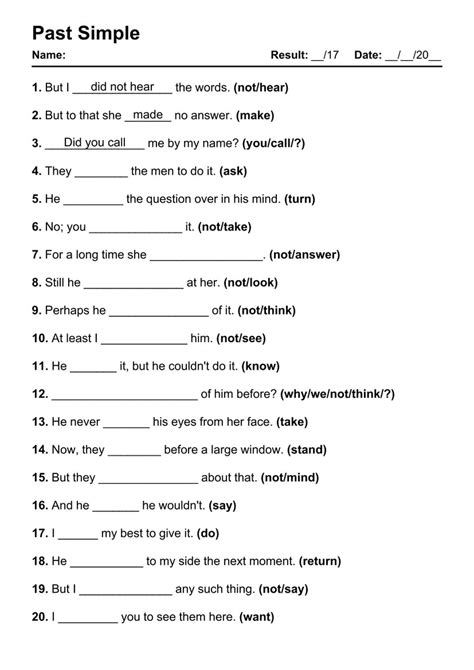 101 Past Simple PDF Worksheets with Answers [2020 Exercises] - Grammarism