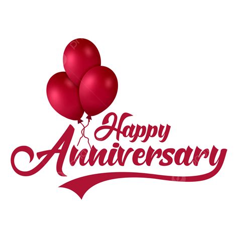 Beautiful Typography Vector Hd PNG Images, Happy Anniversary Red Beautiful Typography Balloon ...