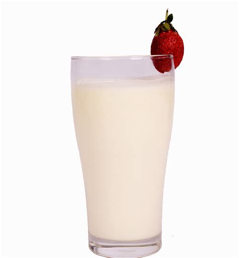 Glass of yogurt with a strawberry