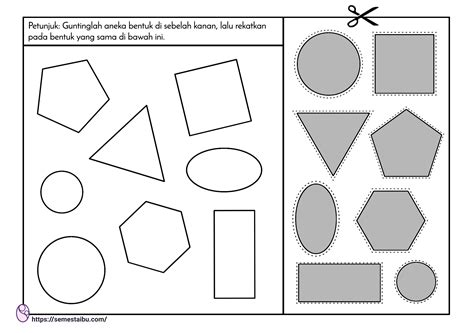 Mencocokkan Gambar (Lembar Kerja Anak TK/PAUD) - Free Download Shapes ...