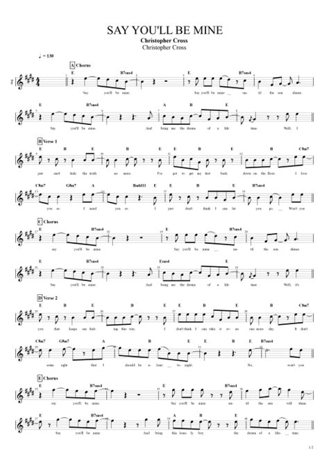 Say You'll Be Mine Tab by Christopher Cross (Guitar Pro) - Full Score | mySongBook