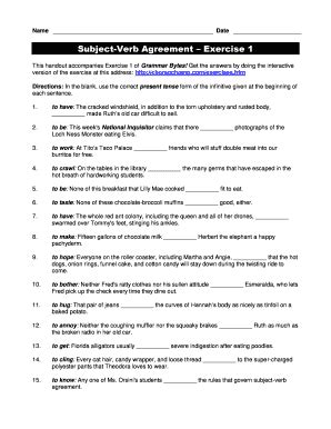 50 Examples Of Subject Verb Agreement Pdf - Fill Online, Printable ...