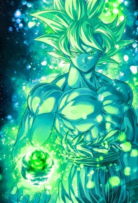 the green gohan from dragon ball is shown in front of a background with stars