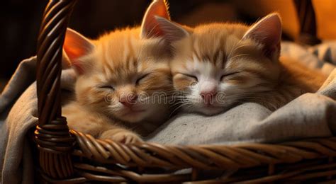 Red Kittens in a Basket, Charming Beautiful Baby Cat Breeds Stock ...