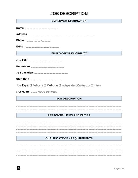 Free Job Description Template | Sample - PDF | Word – eForms