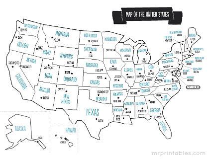 Map of The USA | Map, States and capitals, Printable maps