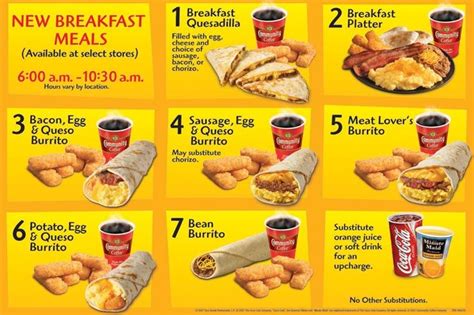 Taco Bell Breakfast Menu