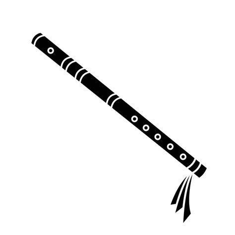 Bamboo flute musical instrument vector icon black silhouette without ...