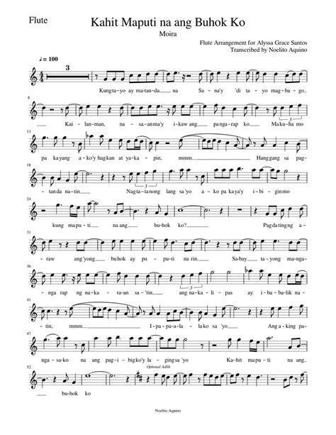 Kahit Maputi na ang Buhok Ko - Moira-Flute Sheet music for Flute (Solo ...