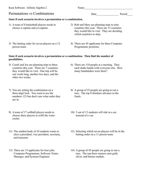 Permutations vs Combinations