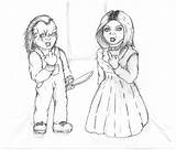Drawings Of Chucky Tiffany Doll Bride Sketch Coloring Page sketch template