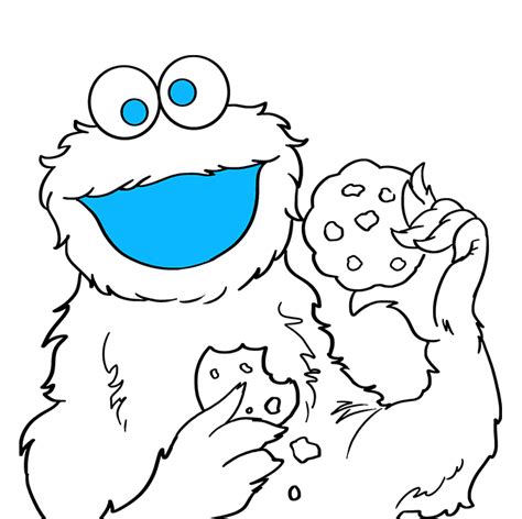 How to Draw Cookie Monster from Sesame Street | Easy Drawing Guides