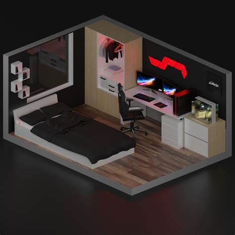 Small Bedroom 3D Gaming Room Setup