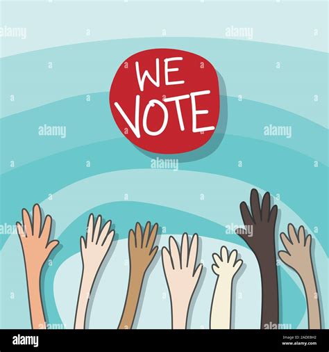 voting concept. drawing cartoon of raising hands for participation ...