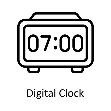 Digital Clock vector outline Icon Design illustration. Time Management Symbol on White ...