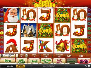 Santa Surprise Slots: 5 Reel, 20 Line, 10 Free Spins with 3x Multiplier