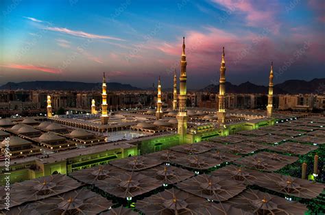 Beautiful shots of Madinah Mosque from top Stock Photo | Adobe Stock