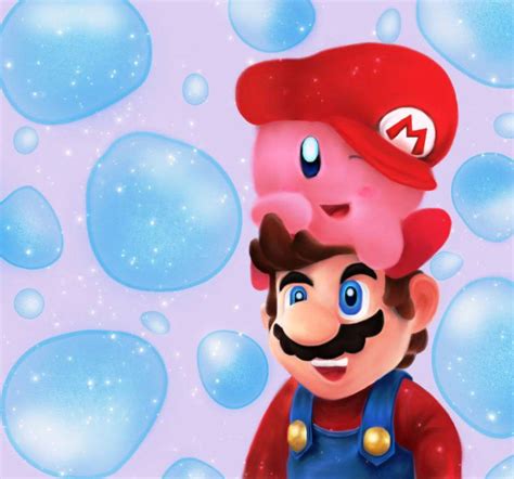 Mario and Kirby by MariaMario1.deviantart.com on @DeviantArt | Kirby, Smash bros wii, Mario