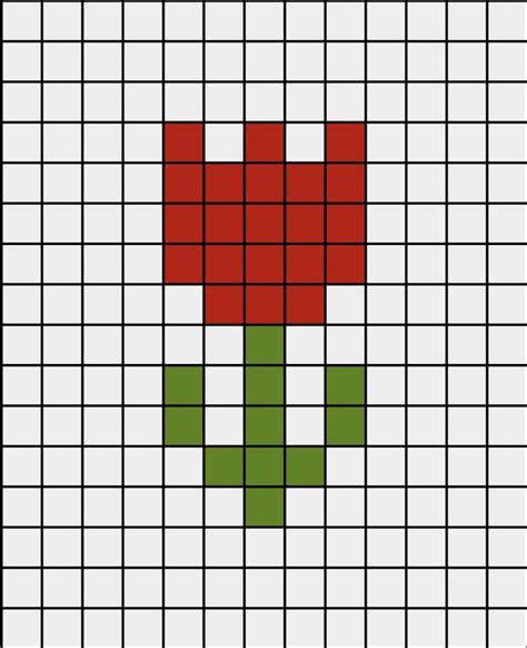 An easy pixel art template of a red petle Tulip. Easy Perler Beads Ideas, Diy Perler Bead Crafts ...