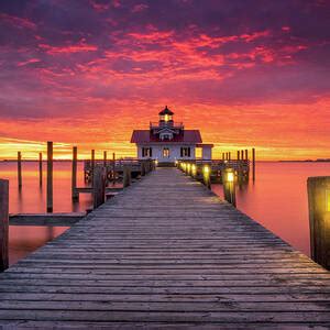 Roanoke Marshes Lighthouse Manteo NC - Blue Hour Reflections Photograph by Dave Allen - Fine Art ...