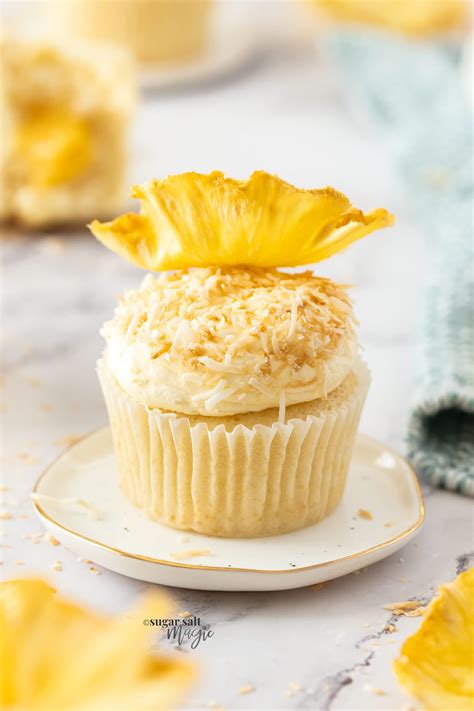 Pineapple Coconut Cupcakes (Pina Colada Cupcakes) - Sugar Salt Magic