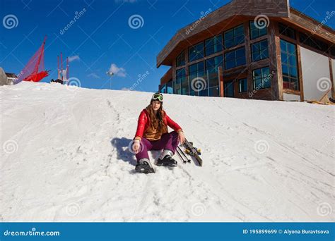 A Teenage Skier`s Girlfriend Sits on a Mountainside Stock Image - Image of lifestyle, impetuous ...