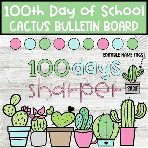 100th Day of School Bulletin Board Kit with EDITABLE Name Tags: 100 ...