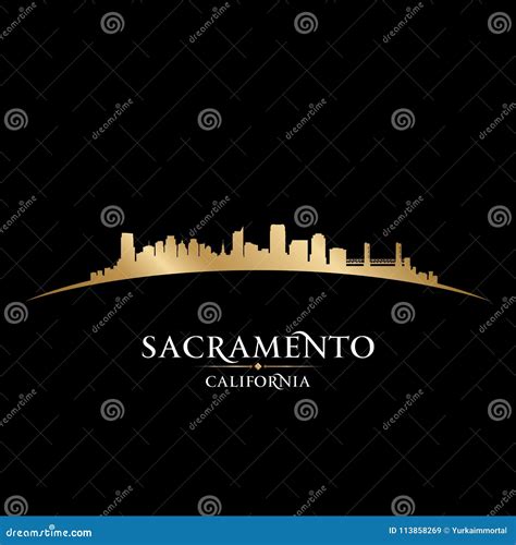 Sacramento California City Skyline Silhouette Black Background Stock ...