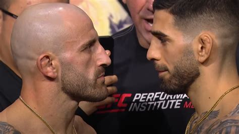 Video: Alexander Volkanovski vs. Ilia Topuria official staredown from ...