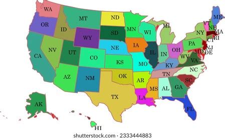 Usa Map States Usa Map American Stock Illustration 2333444883 | Shutterstock