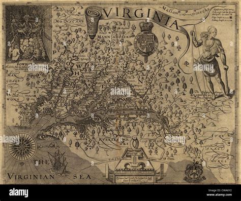 1606 map of Virginia as discovered and described by Captain John Smith ...