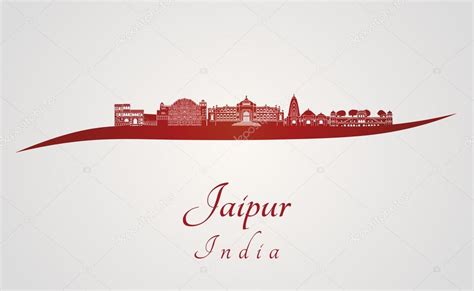 Jaipur skyline in red — Stock Vector © paulrommer #93808360