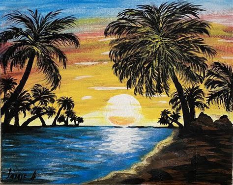 Tropical sunset Painting by Jamie Jansen | Saatchi Art