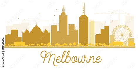 Melbourne City skyline golden silhouette. Stock Vector | Adobe Stock