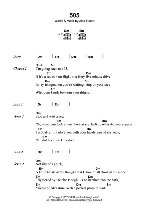 Arctic Monkeys "505" Sheet Music & Chords | Download 2-Page Printable ...