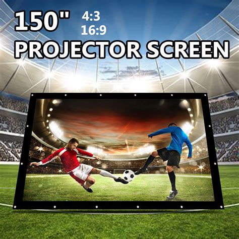 150 Inch Foldable Projection Screen Portable Front & Rear Polyester Projector Screen 4:3 Outdoor ...