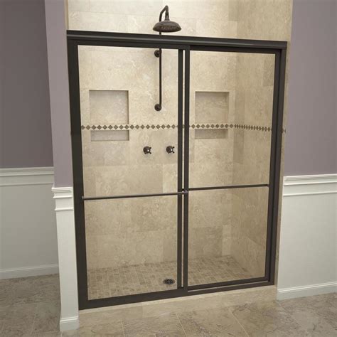 Redi Slide 57-in to 59-in W Framed Bypass/Sliding Oil-Rubbed Bronze Shower Door at Lowes.com