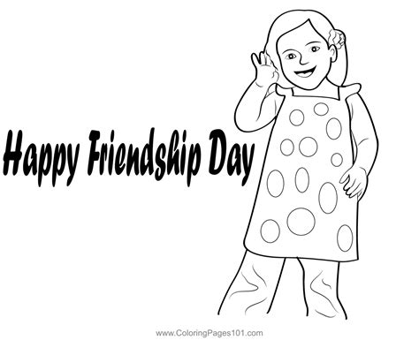 Friendship Day Beautiful Girl Coloring Page for Kids - Free Friendship ...