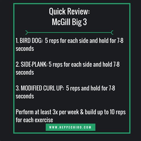 McGill Big 3 -- Simple Back Exercises — Heppe Chiropractic