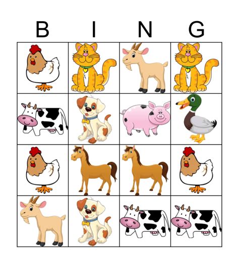 Free Printable Farm Animal Bingo Cards - Printable Word Searches