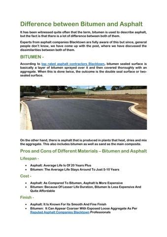 Difference between Bitumen and Asphalt by T & L Asphalting and ...