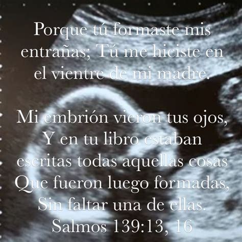 Salmos 139:13, 16 Porque tú formaste mis entrañas; Tú me hiciste en el ...